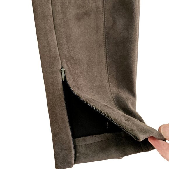 Zara Basic Coll Chocolate Brown Faux Suede Legging Womens S Zip Ankle High Rise - Picture 1 of 10